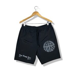 Spotify Run Travis Run 2025 Mens Black Athletic Shorts Sporty Retro Size Large